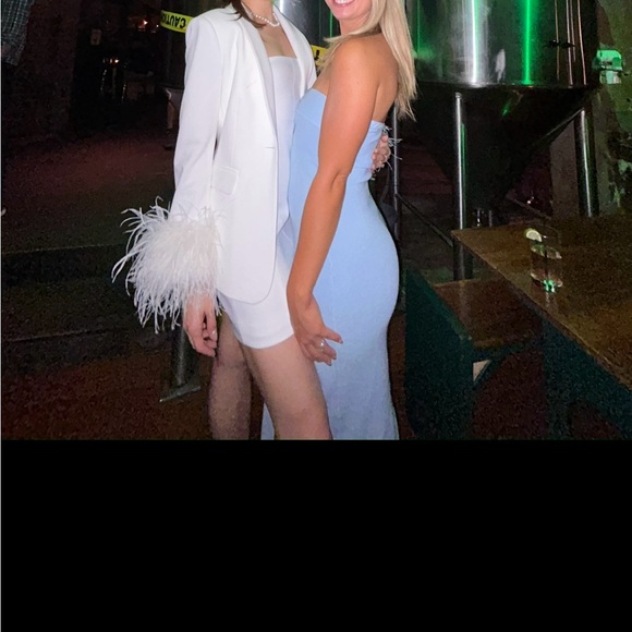 Untamed Petals White Feather Trim Blazer - Picture 5 of 5